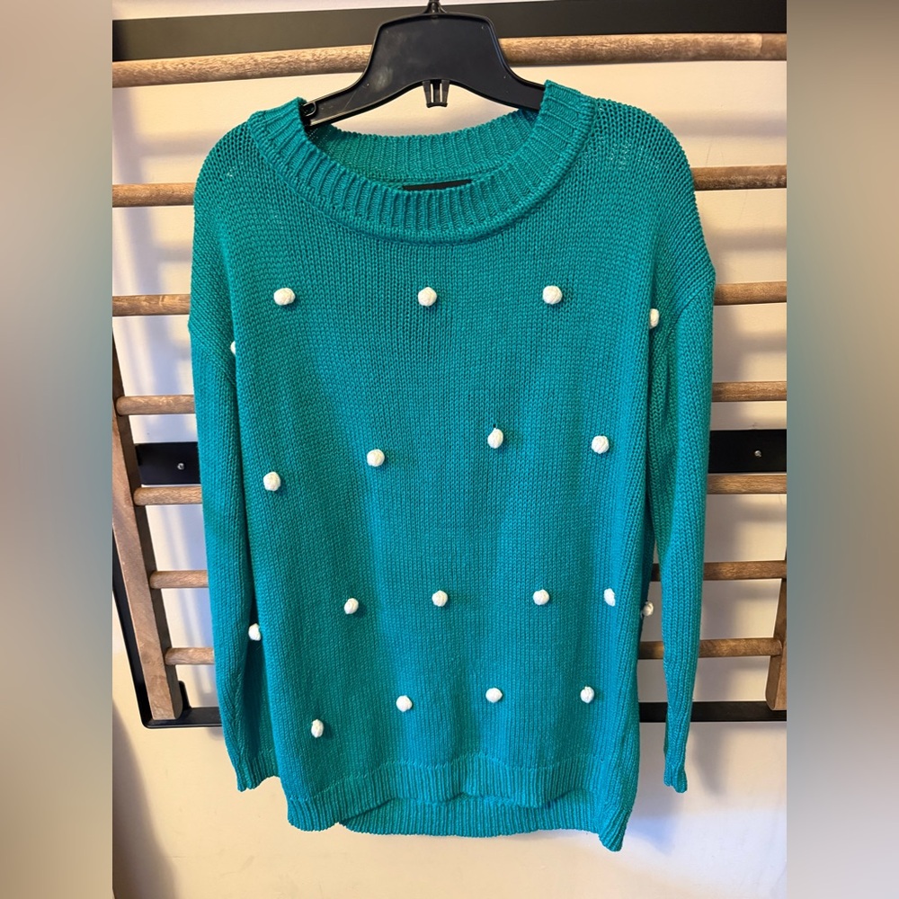 MINKPINK Teal Sweater with polka dot balls